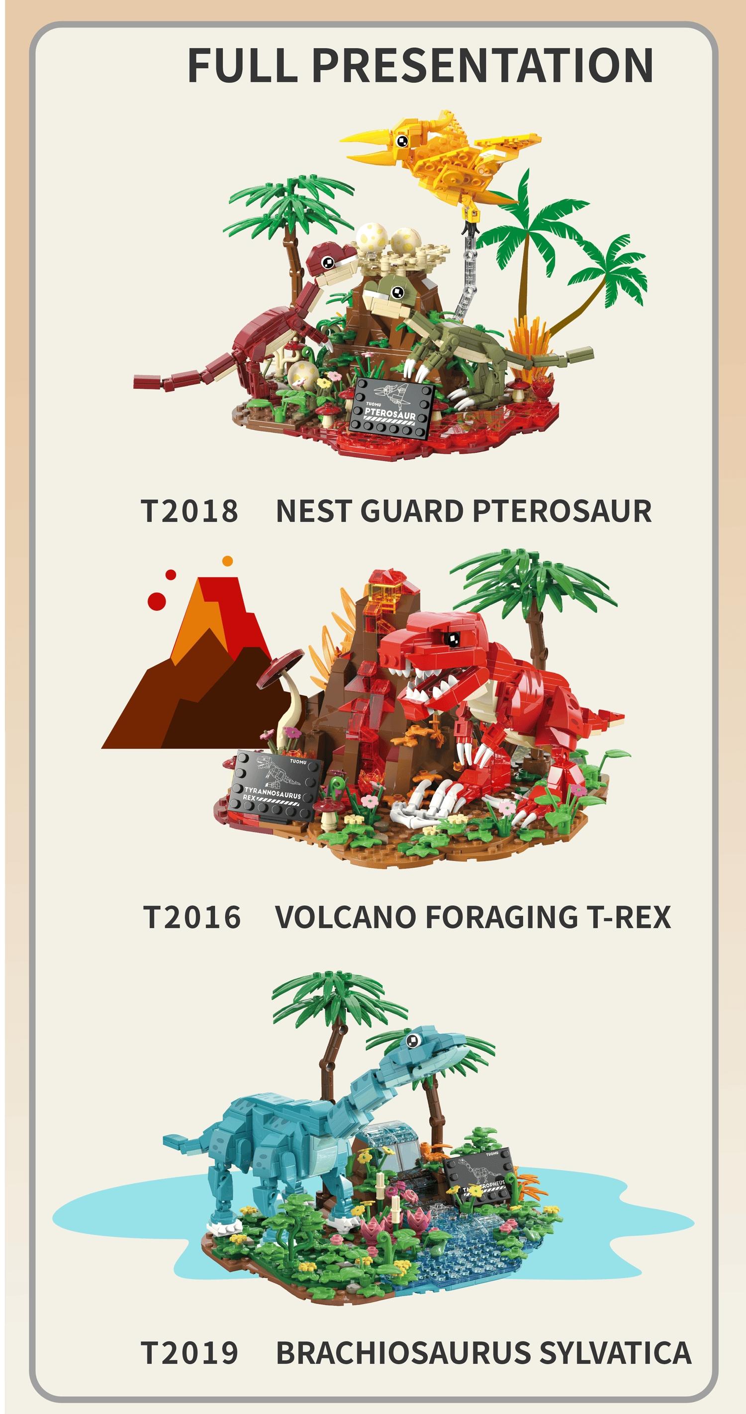 Dinosaur World Building Set, Pterosaur Bird Model DIY Creative Toy, Mini Brick Scene, Desk Decor, Fun Assembly Hobby, Gift for All Ages