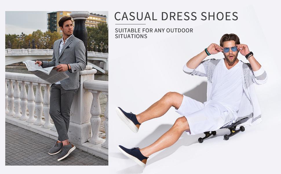 Men's Cushioned Casual Dress Sneakers–Lightweight Breathable Business Oxfords Anti-Slip Comfortable Walking Shoes for Work & Casual Wear| Multiple Colors