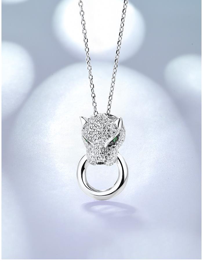 SANTUZZA 925 Silver White Cubic Zirconia Lab Created Green And Black Spinel Leopard Pendant Without Chain Fine Jewelry
