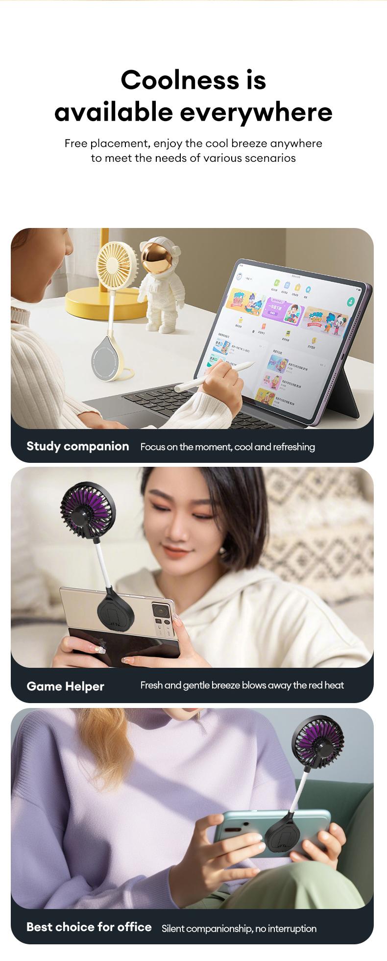 MGALL UF07 Magnetic Bracket Mini Fan – Lightweight & Portable, 360° Full-Area Air Supply, 3-Speed Instant Cooling, Adjustable Hose for Precise Airflow, Silent Operation, Handheld Air Conditioner for a Cool Summer