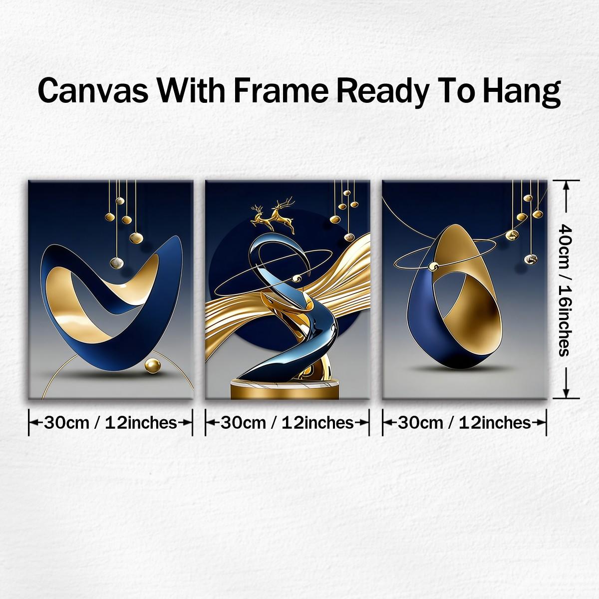 3 count wooden frame canvas, fashionable geometric design poster, modern abstract art decoration, Contemporary Art, exquisite family poster, suitable for living room corridor wall, HD inkjet printing, waterproof art, Artwork