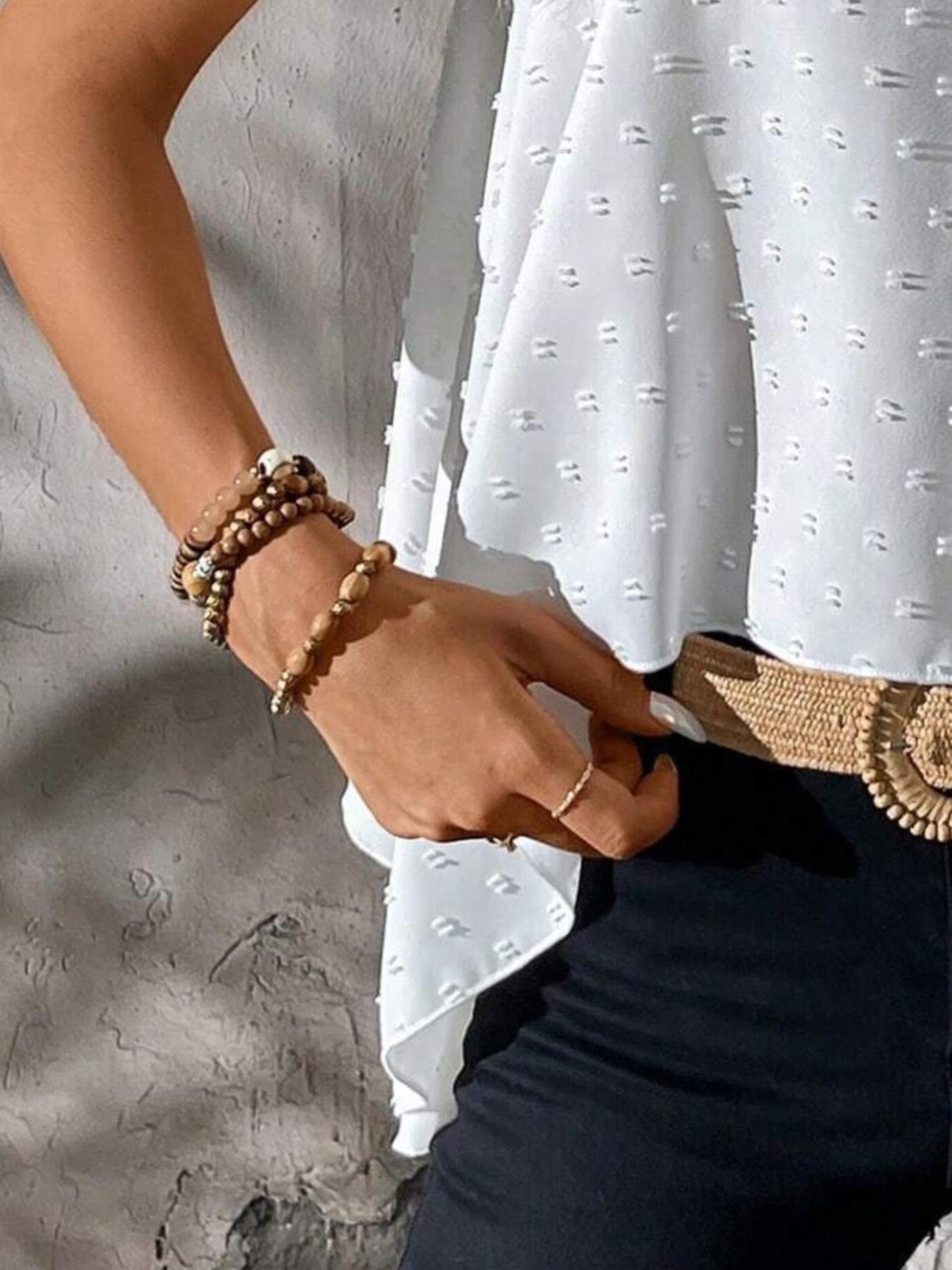 Women's Jacquard Sleeveless Vest, Casual Loose Fit Asymmetrical Hem Top, Summer Round Neck Versatile Shirt