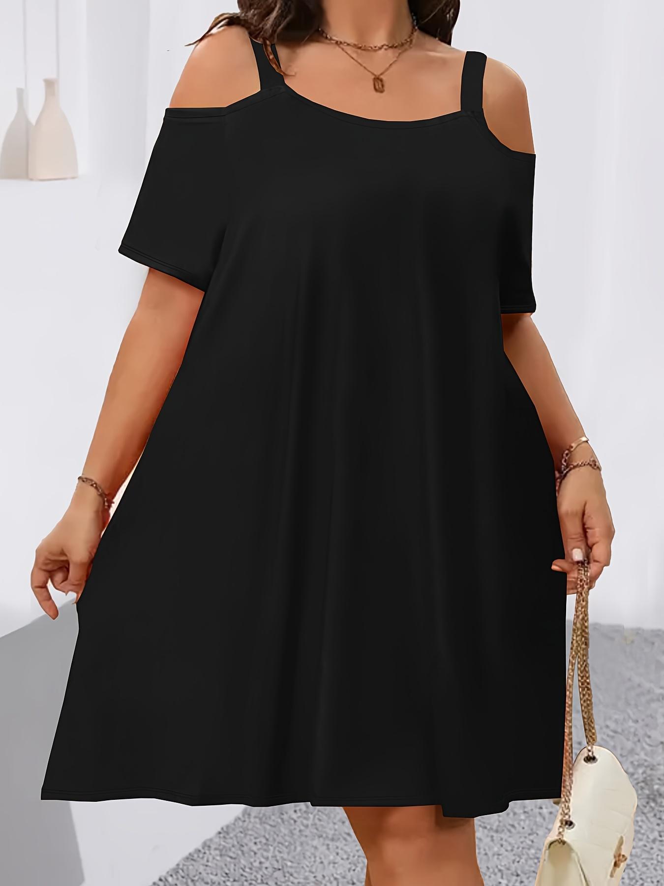 Plus Size Women's Round Neck Short Sleeve Shoulder Cut Out Fitted Casual Midi Dress, Comfortable Fabric, Perfect for Bridesmaids, Vacation, Travel Plus Size Women's Round Neck Short Sleeve Shoulder Cut Out Fitted Casual Midi Dress, Comfortable Fabric, Perfect for Bridesmaids, Vacation, Travel