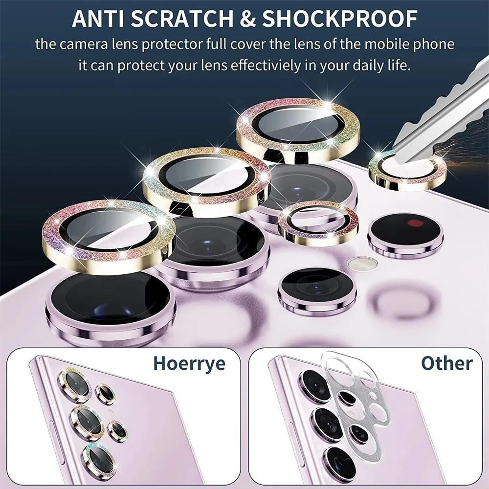 Glitter Bling Metal Lens Ring Glass for Samsung Galaxy S26 S25 S24 Ultra Camera Lens Protector Covers on Galaxy S26 S25 S24 Plus