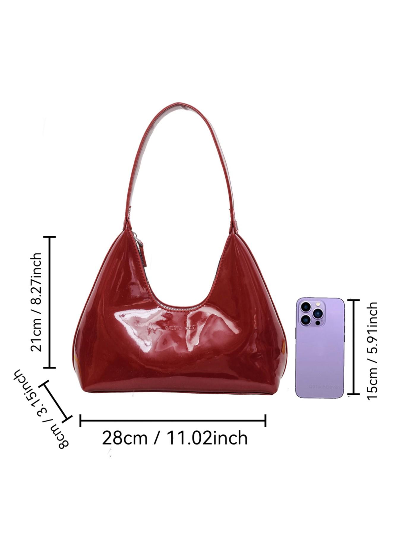 2026 New Fashionable Single Shoulder Bag, Chic Solid Color Retro Glossy Small Square Underarm Bag, Ideal for Commute, Travel, Parties, Shopping, Fashionable Bags