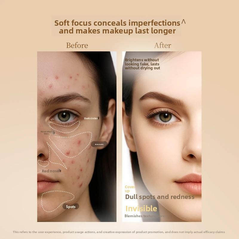 Dewy Foundation Stick, Waterproof Sweatproof, All-Day Wear,  Brush for Quick Application, High Coverage Conceals Acne & Spots, Creates Natural Dewy Skin, Ideal for Lazy Beginners Daily Commute