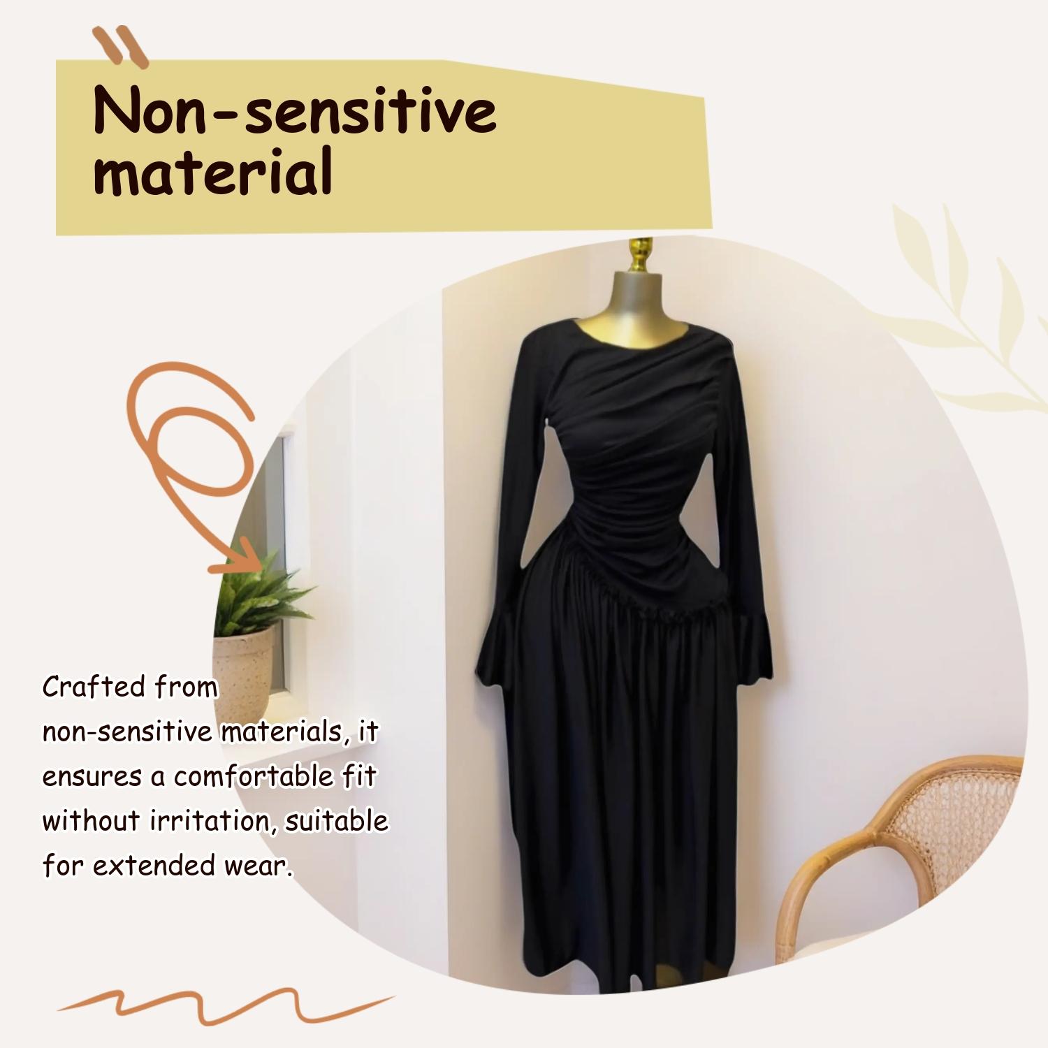 PULKRITU Elegant Chic Feminine Women's Long Sleeve O-Neck Big Swing Maxi Dress Woven, Dress Up Gown, Fall & Winter Wear, Sweet Holiday Birthday Party Evening Formal Sexy Dress, Casual Style, Elegance