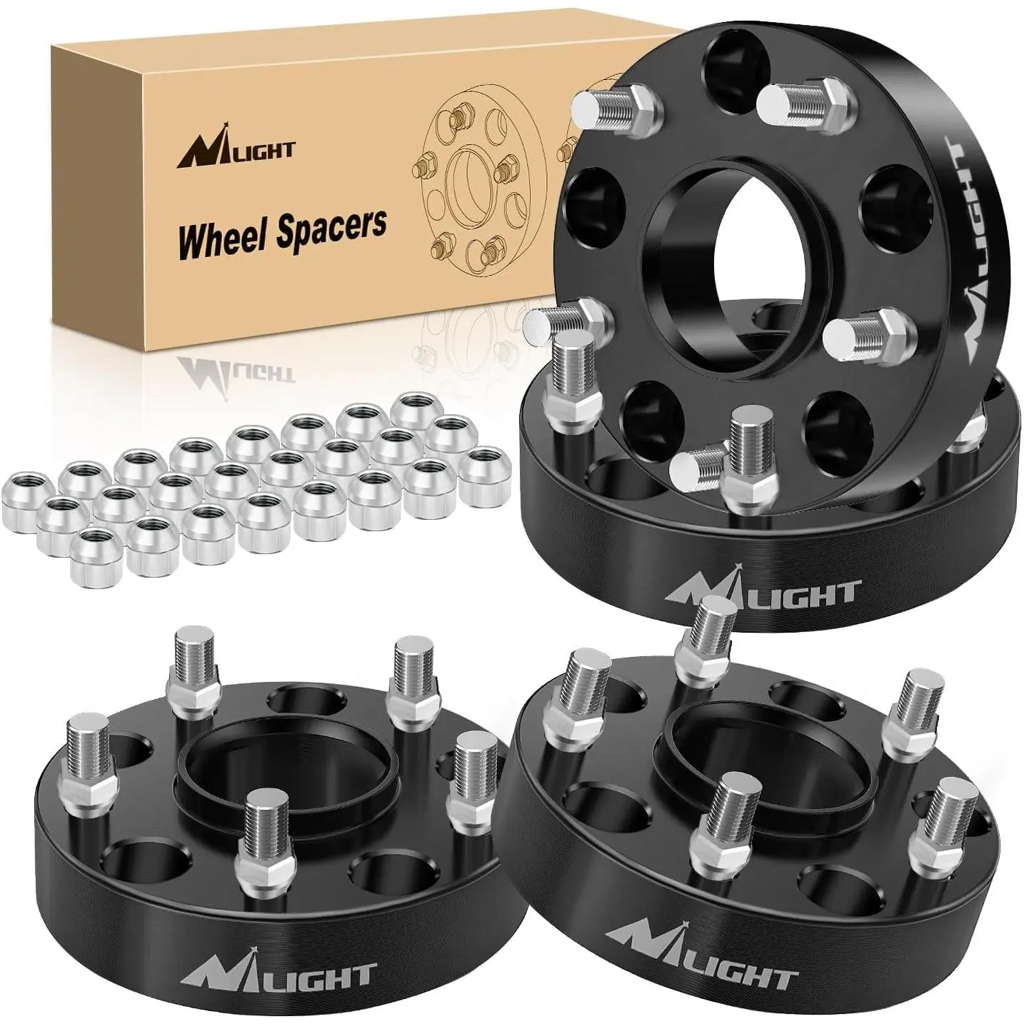 Nilight 4 PCS Wheel Spacers for Trucks, 5X5.5"(5X139.7mm) Bolt Pattern, 1.5in Thick, 77.8mm Hub Bore, 9/16 Thread Size, Anodized Automotive Accessory with Bolts, High Hardness, Fits 2002-2010 Ram 1500, 2005-2011 Dakota, Dodge Durango, Automatic Processing