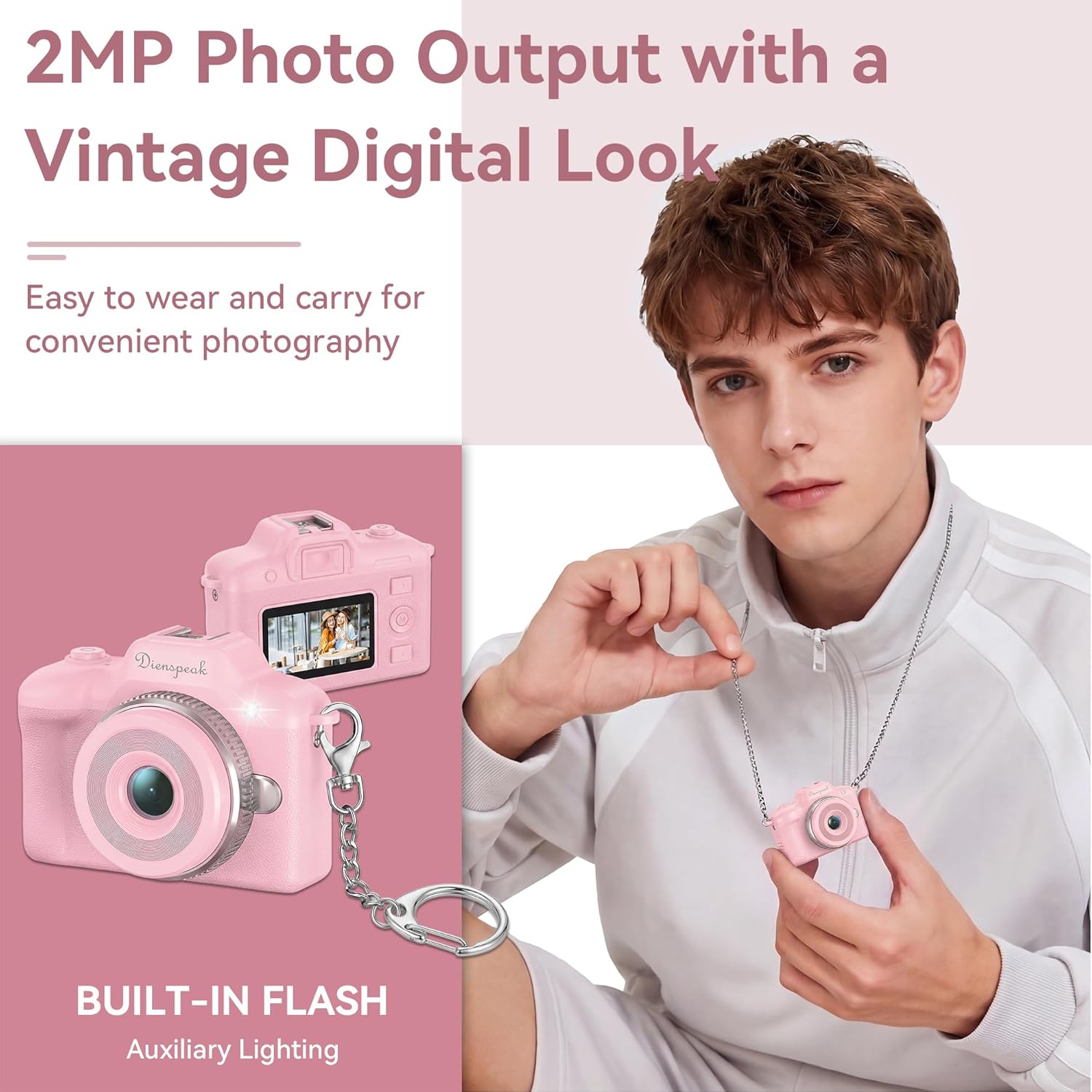 Retro  Camera, 1080P  Mini Digital Pocket Camera with 32GB Card, Small Portable  Camcorder for  Adults, Wearable  Video Recorder for Travel Camp and Party,
