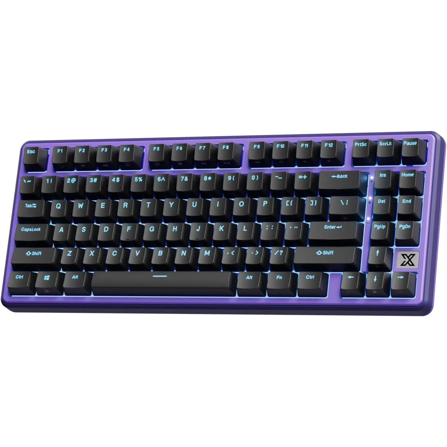 X87 Mechanical Keyboard 75% Wired Keyboard Gaming with 86 , Gasket Mount, Ice-Blue Backlight,  Shell Design, Software Support, Hot-Swappable Creamy  Black