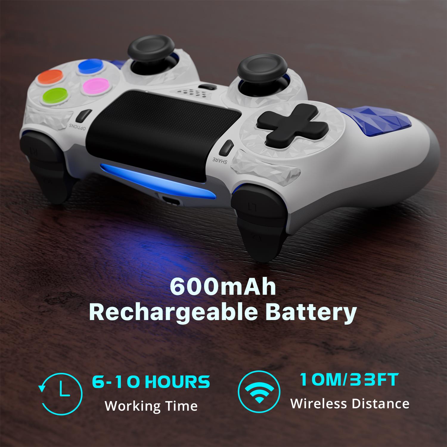 Wireless PS4 Controller for PS4/PC/Android/iOS, With Double Vibration, Six Axis Gyro, Touch Pad, Speaker, Playstation Gamepad White Gaming Items