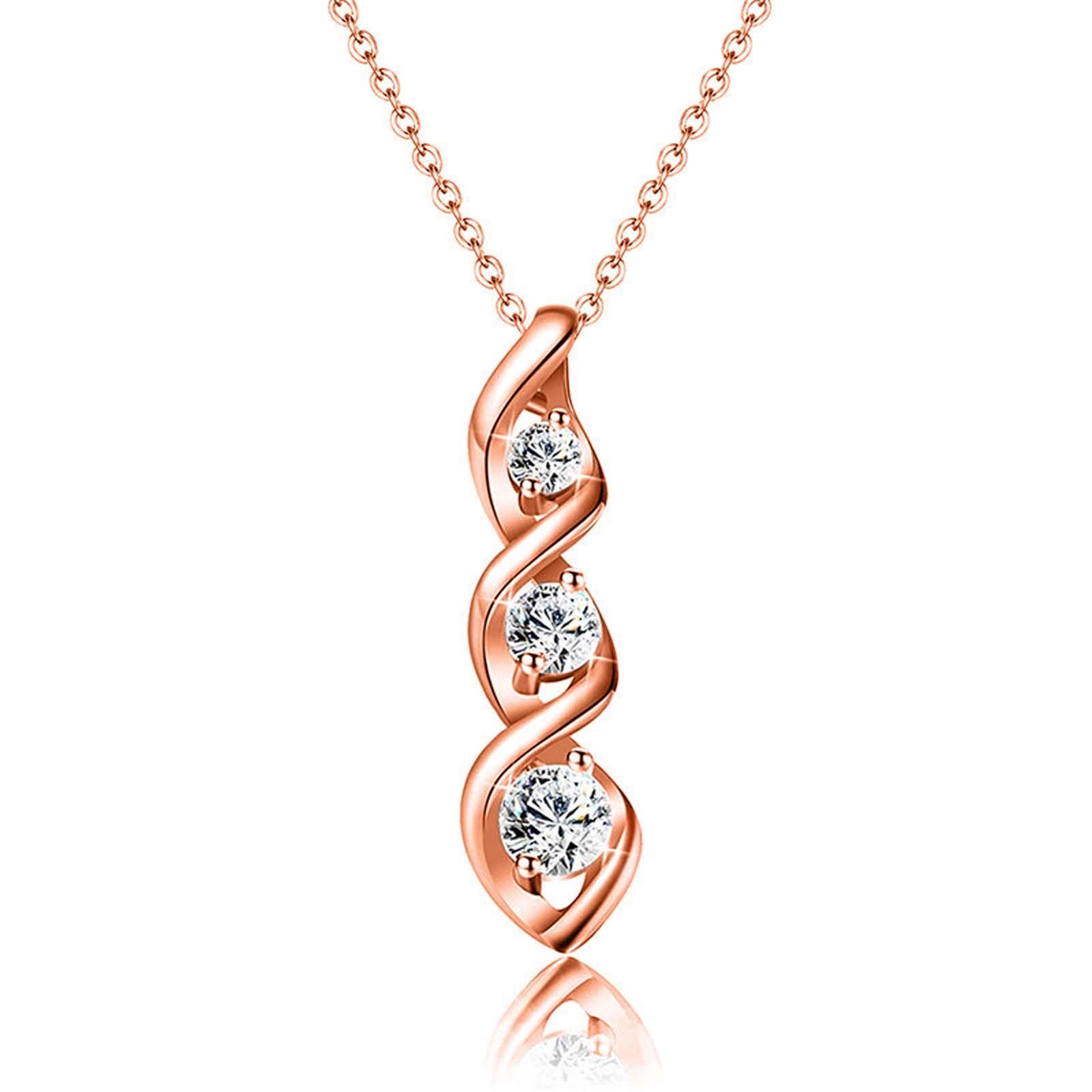 Creative zircon chemical molecule shape necklace classic spiral fashion accessories for girlfriend gifts suitable for parties and weddings