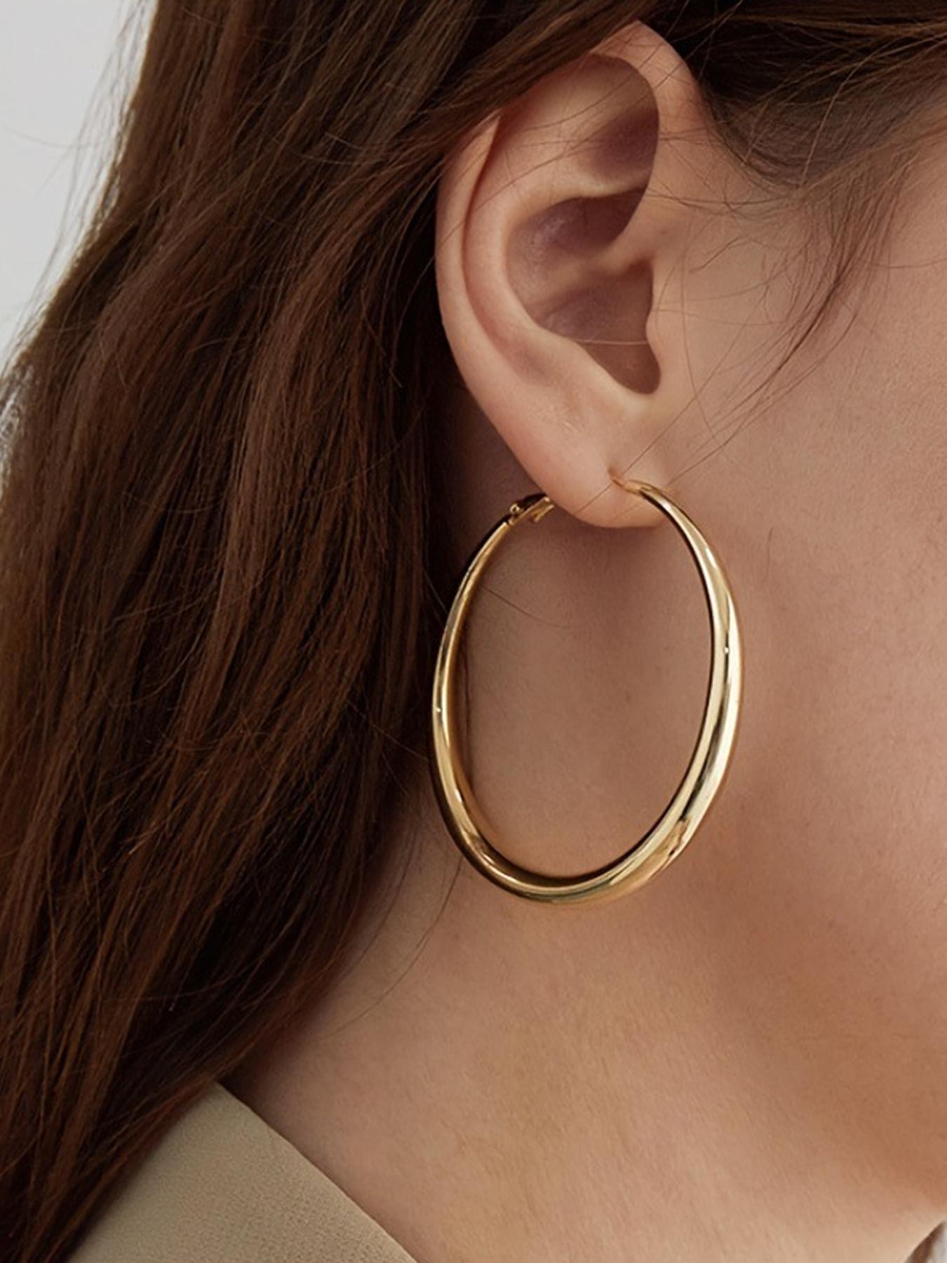 Elegant Large Circle Hoop Earrings for Women, Fashionable Daily Wear Party Accessories, Versatile Unique Design Jewelry, Circle Shape Earrings