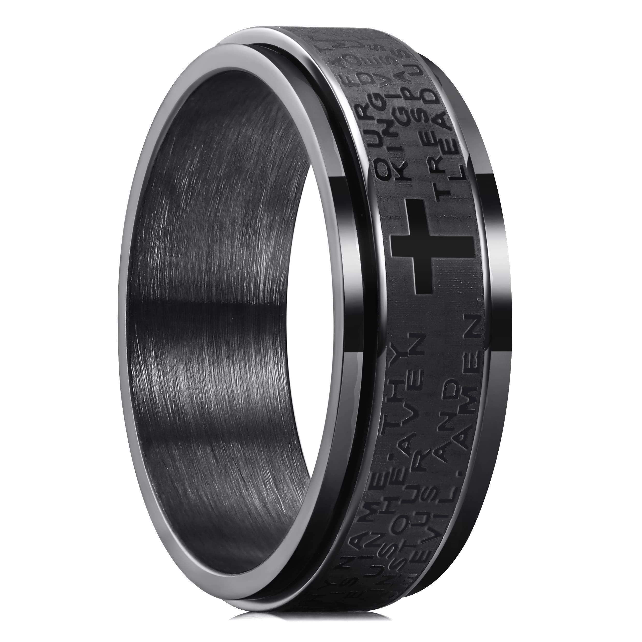 Stainless Steel Anxiety Rings For Men Women Christian Cross Religious Spinner Chain Rings Anti Stress Retro Amulet Jewelry