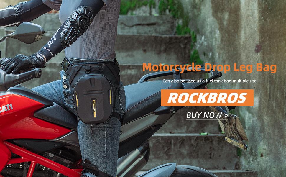 ROCKBROS Hard Shell Drop Leg Bag Motorcycle Waist Pack Magnetic Motorcycle Tank Bag Thigh Bags for Men Women Muti-functions for Cycling Hiking Running Camping Travel 10L Black