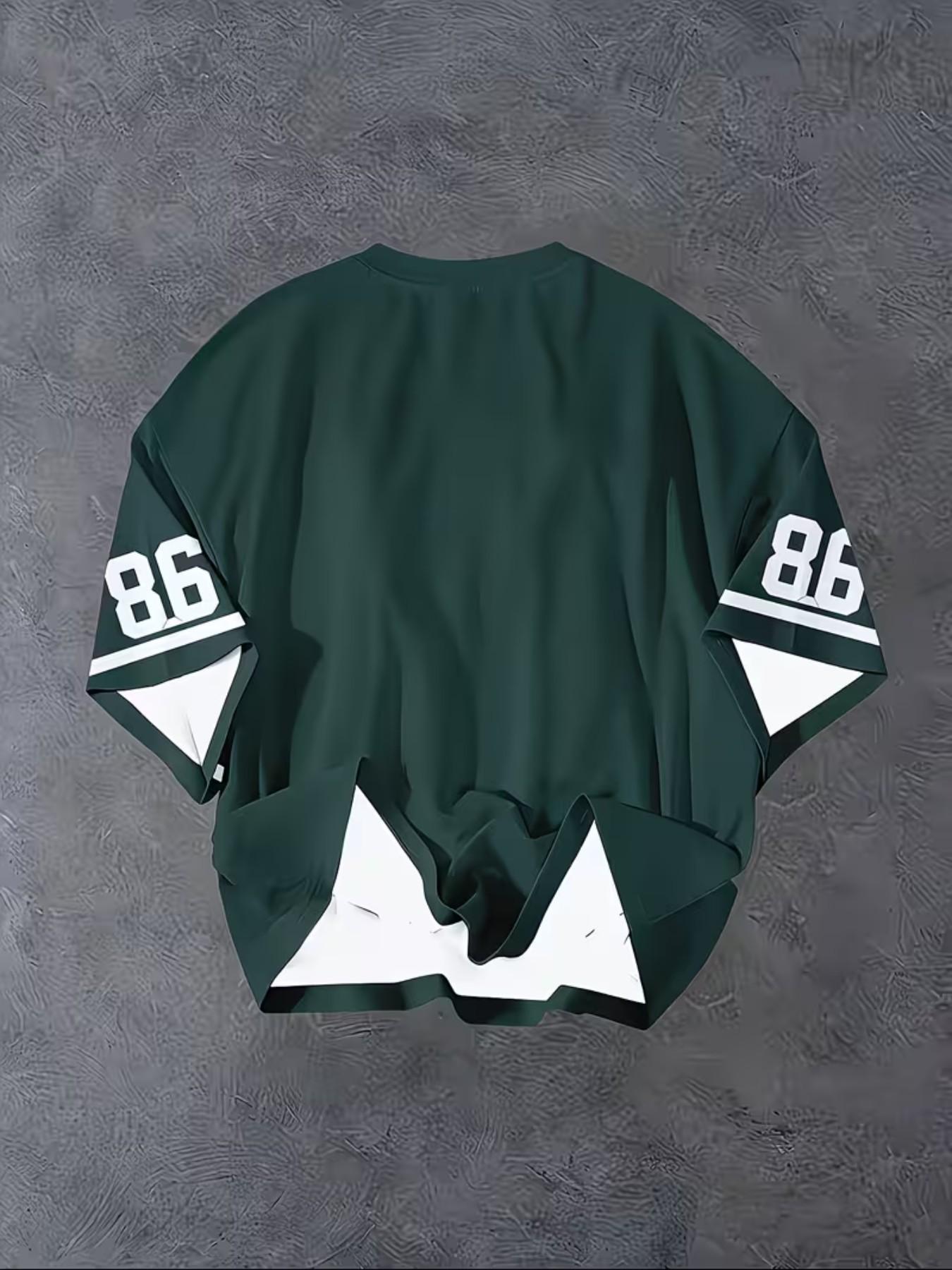 Men's Los Angeles 86 Number American Basketball Style Digital Print T-Shirt, Casual Slim-Fit Short Sleeve