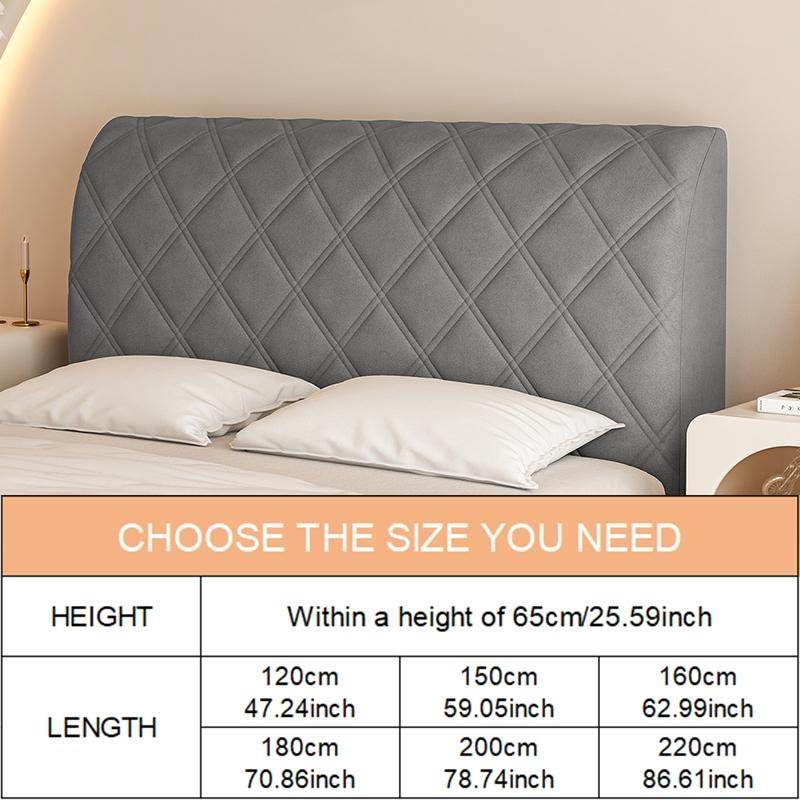 Diamond Grid Pattern Elastic Full Headboard Protector Cover, Polyester Material, Anti-Collision Dustproof Design, All Sizes, Soft Comfortable, Washable