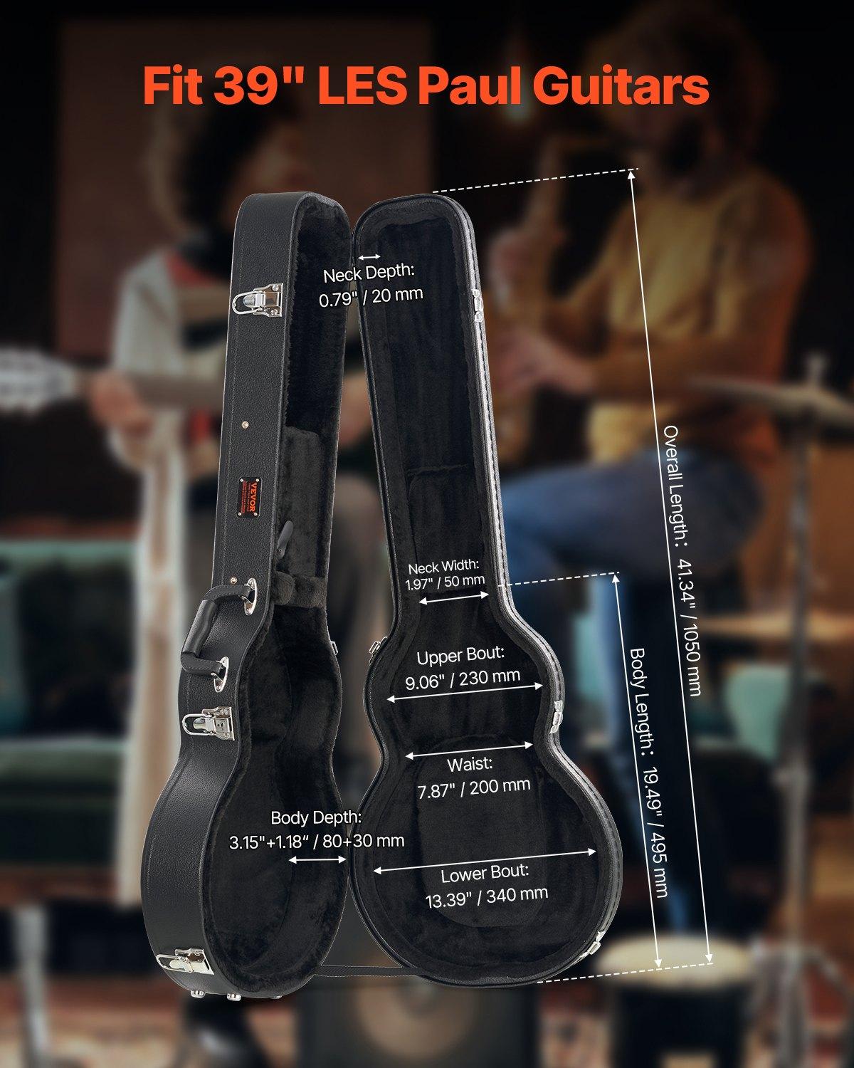 fathersdaygift  VEVOR Electric Guitar Hard Case, 41.34 in Gourd-Shaped Guitar Hard Case, With Lock Latch Keys Handle, PVC Padding Soft Lining Water-Resistant Hard Shell Guitar Case, for 39 in LESPaul Guitars, Black