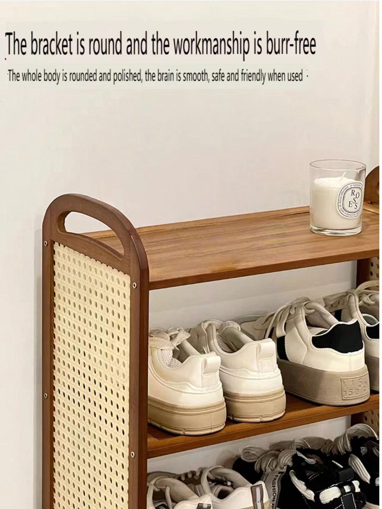 3-Tier Bamboo Shoe Rack, Multi-Layer Stand-Up Organizer, Ideal for Entryway, Hallway, Bedroom Closet, Space-Saving Design, Modern Shoe Organizer, Wooden Shoes Rack