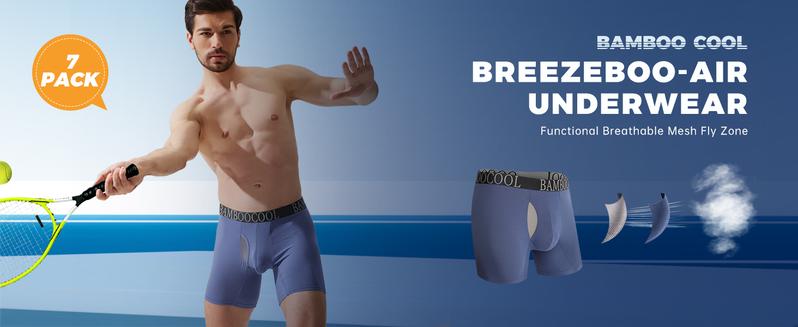 BAMBOO COOL Men's Breathable Underwear Moisture-Wicking Mesh Boxer Briefs Performance christmas gifts for men 4 &7 Pack Smooth Stretch