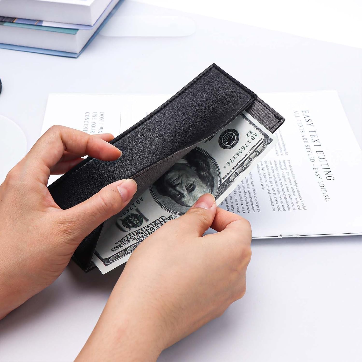 Black  Envelope Wallet  Holder PU Leather  Stuffing Budget Wallet Card Bill Holder   Envelopes for Women Receipt  Organizer