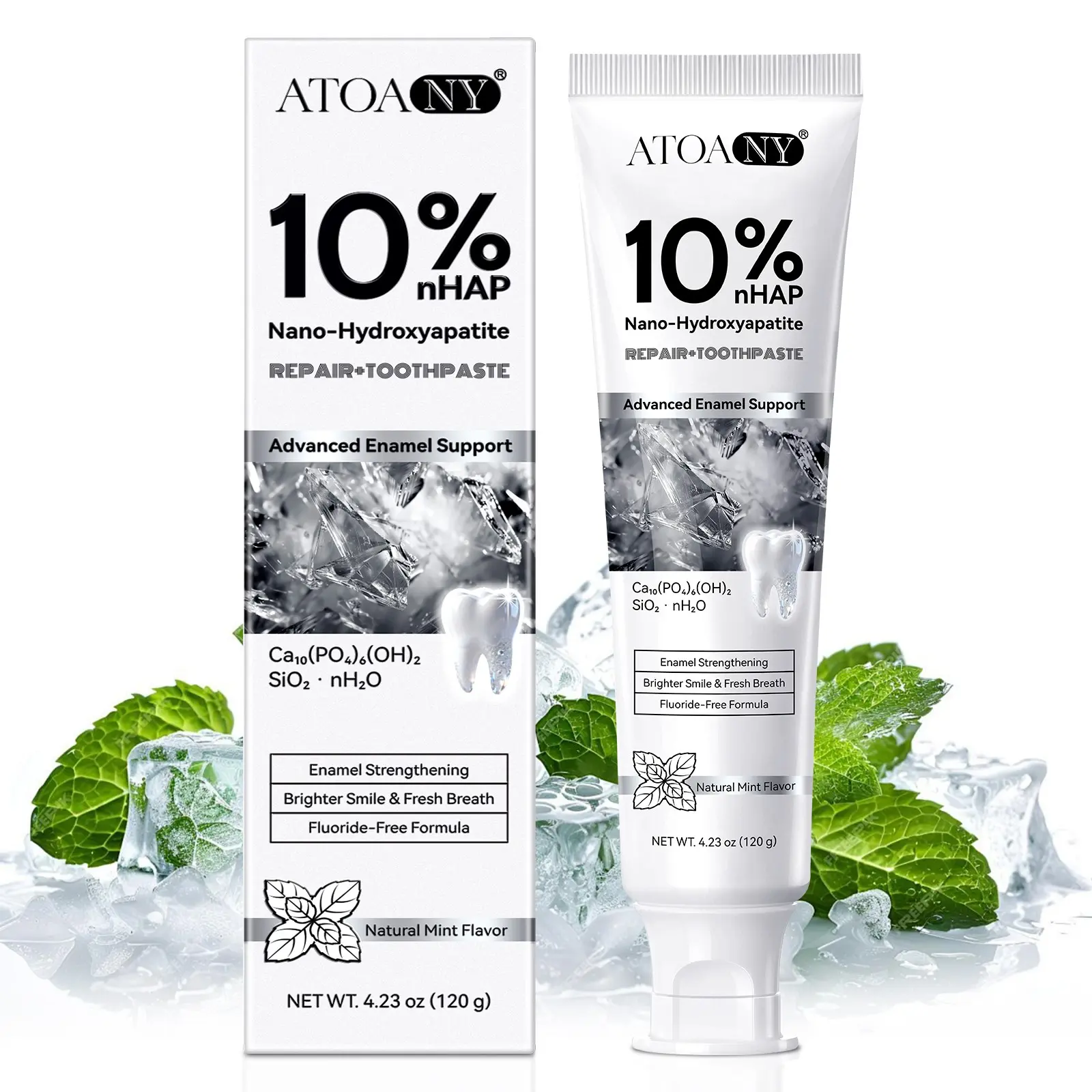 10% Nano-Hydroxyapatite Repair Toothpaste 120g – Enamel-Like Mineral Formula with 10% nHAP for Daily Repair and Strengthening. Fluoride-Free Gentle Cleaning – Brightens and Removes Stains. Natural Mint for Fresh Breath. Ideal for Those Seeking Natural Dai