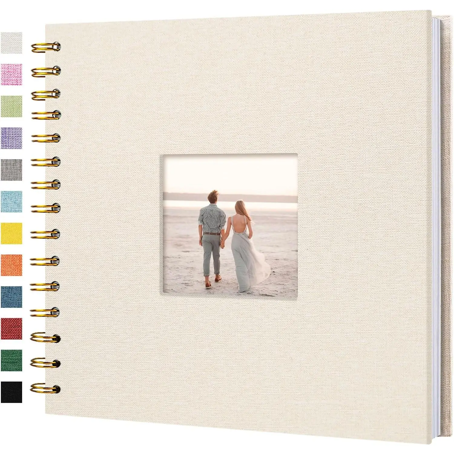 8"x8" Scrapbook Photo Album Cover 20 Sheets 40 Pages White Paper | Beige Hardcover Kraft White Pages Memory Book, for Travel Wedding Guest Book Christmas Baby Shower Fits 4x6 & Photos