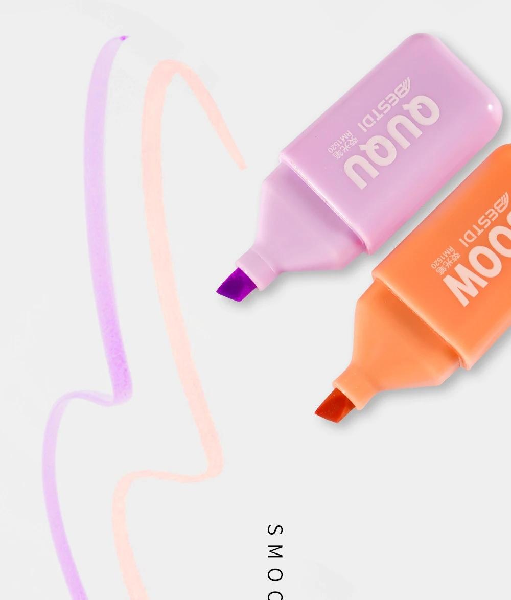 6-Pack Cute Mini Fluorescent Pens, Scissor-Shape Tips, Quick-Drying Water-Based Ink, School Supplies, Office Stationery, Kawaii Accessories