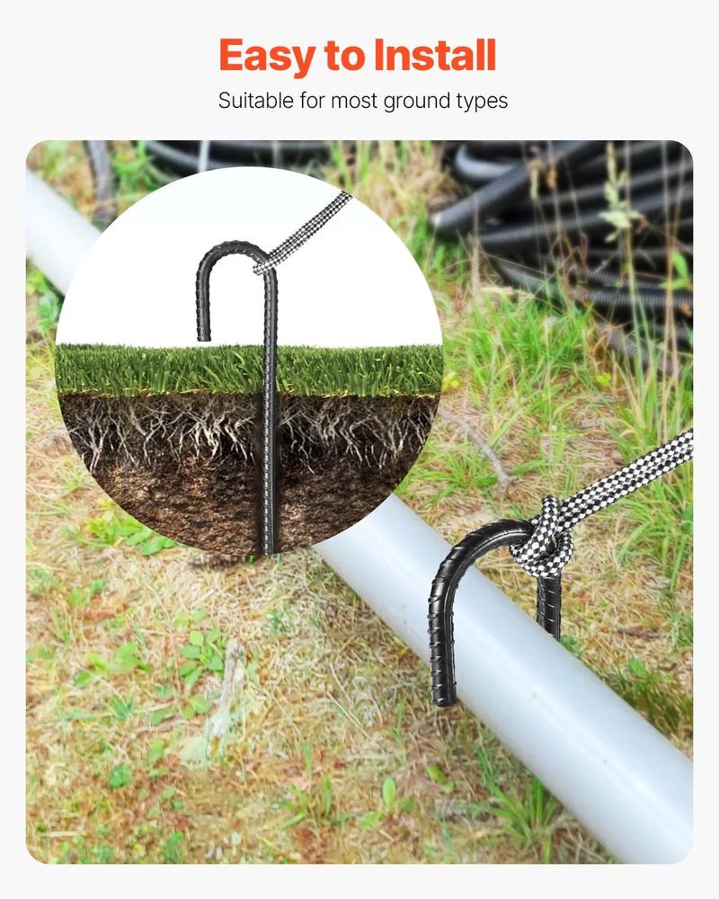 12-Inch 16 Pack Rebar Stakes Heavy Duty J Hook Galvanized Steel Ground Anchors