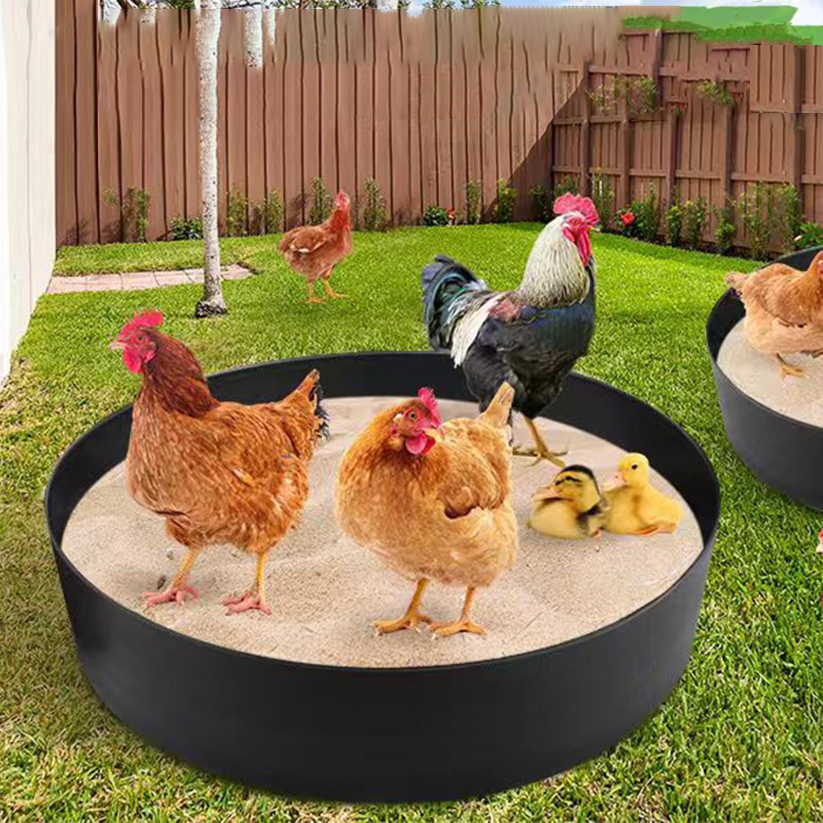 28 Inch PE Chicken Dust Bath Tub No Bottom Design Adjustable Chicken Sand Bath Container Coop Cleaning Supplies Poultry Accessory