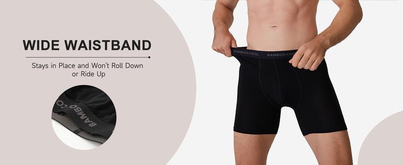 BAMBOO COOL Men's Underwear Boxer Briefs Soft Comfortable 92% Viscose 8% Spandex Gift Sets for Boyfriend 4 Pack or 7 Pack Premium Material Breathable Moisture-Wicking Elastic Stretching