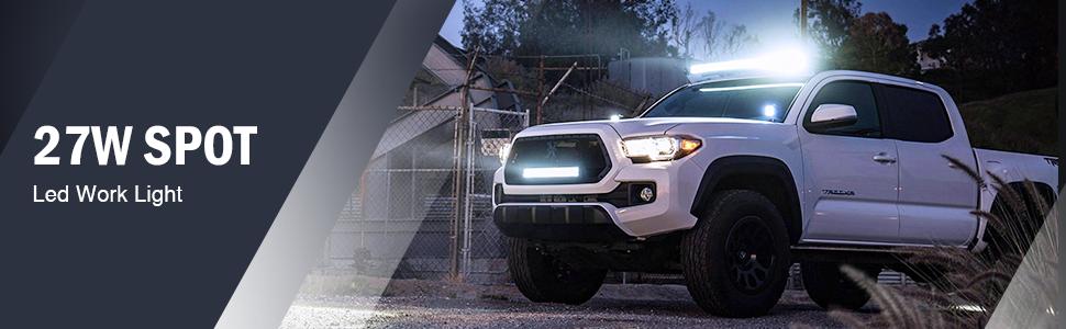 Nilight 2PCS 27W Spot Led Off Road Lights Super Bright Driving Fog Light Boat Lights Driving Lights Led Work Lights for Truck ATV SUV Boat auto headlights headlights carheadlight auto lights luces para led para carro Vehicle