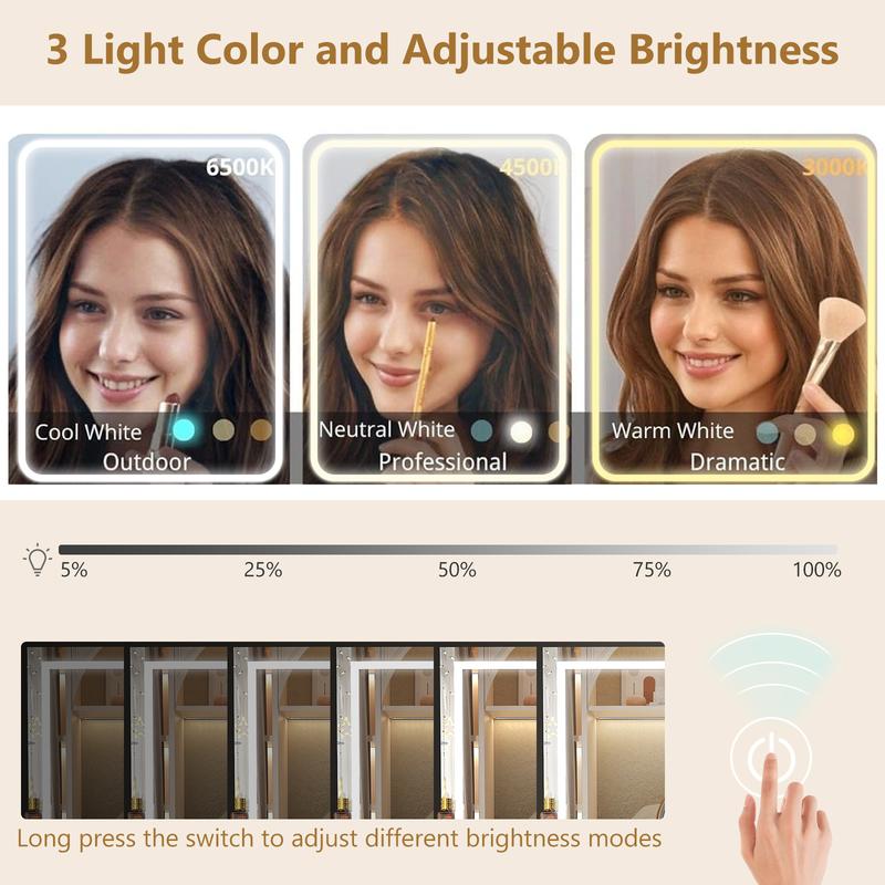 Vanity Desk Set with LED Light Mirror & Power Outlet, Makeup Table with 3 Shelves & 2 Drawers & 3 Level Adjustable Cabinet & Makeup Vanity Stool for Women, Girls(37") Vanity Desk Set with LED Light Mirror & Power Outlet, Makeup Table with 3 Shelves & 2 Drawers & 3 Level Adjustable Cabinet & Makeup Vanity Stool for Women, Girls(37")