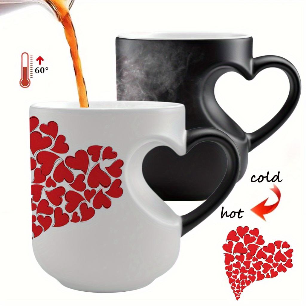 Mug with Heart Handle: Color-Changing Ceramic Thermos - Ideal for Halloween, Christmas, Valentine's Day, Mother's Day, and Father's Day (11 oz/330 ml)