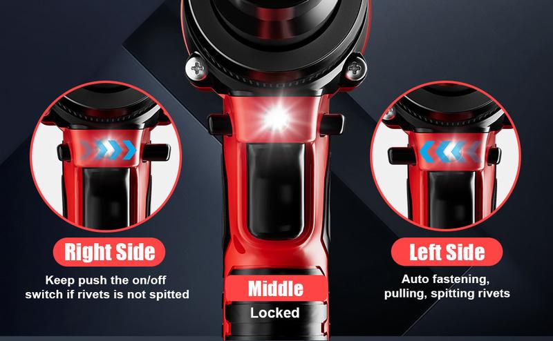 Cordless Electric Pop Rivet Gun Compatible with Milwaukee 18V Battery(NO Battery!!),Rivet Tool with 3 Size (1/8", 5/32", 3/16")Aluminum Rivets,with Kit Nose Piece