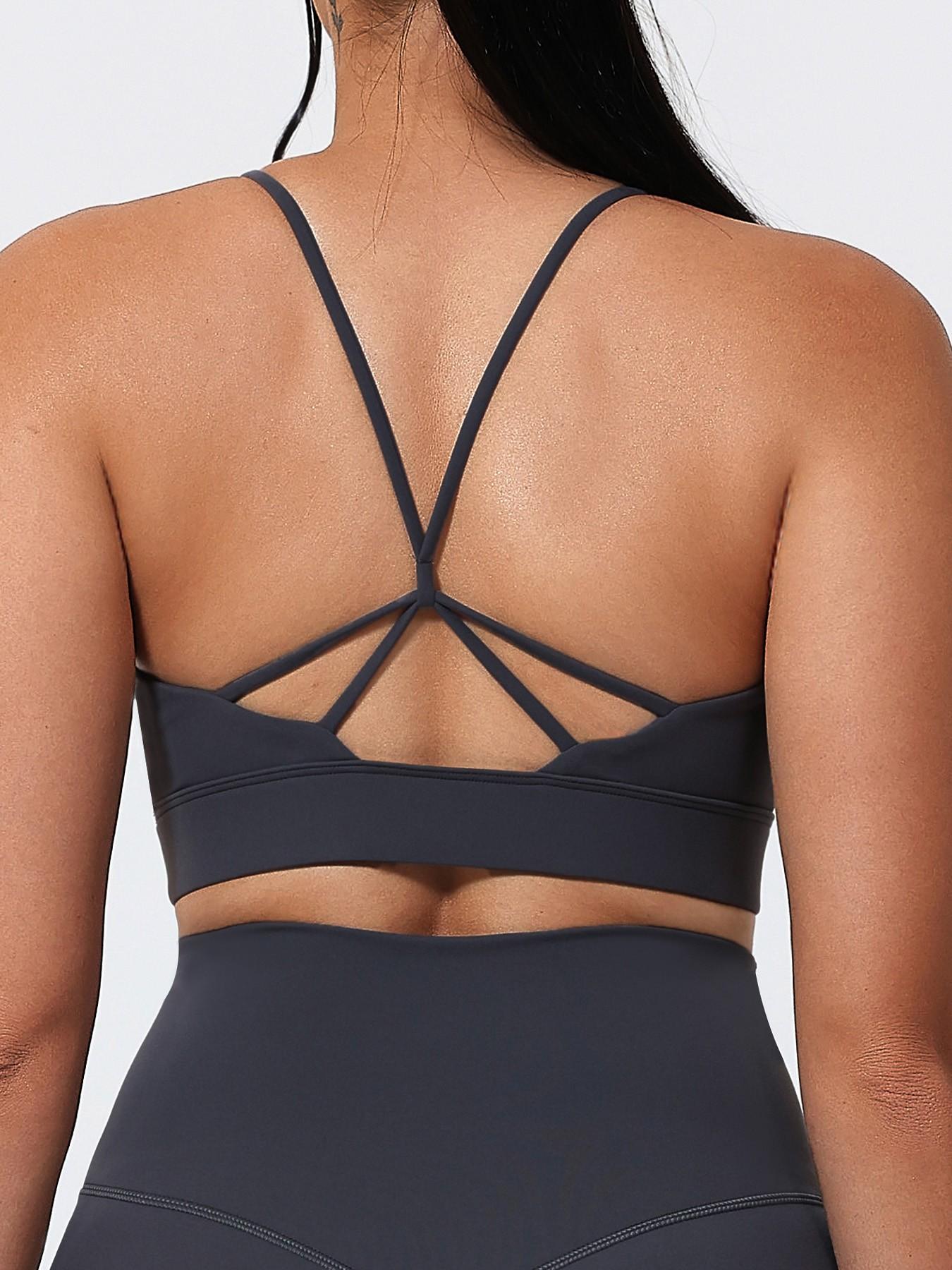 Women's Sexy Backless Sports Bra, Yoga Underwear, Cross-Back Design, Nylon Spandex Fabric, Soft Breathable Comfort, All Seasons