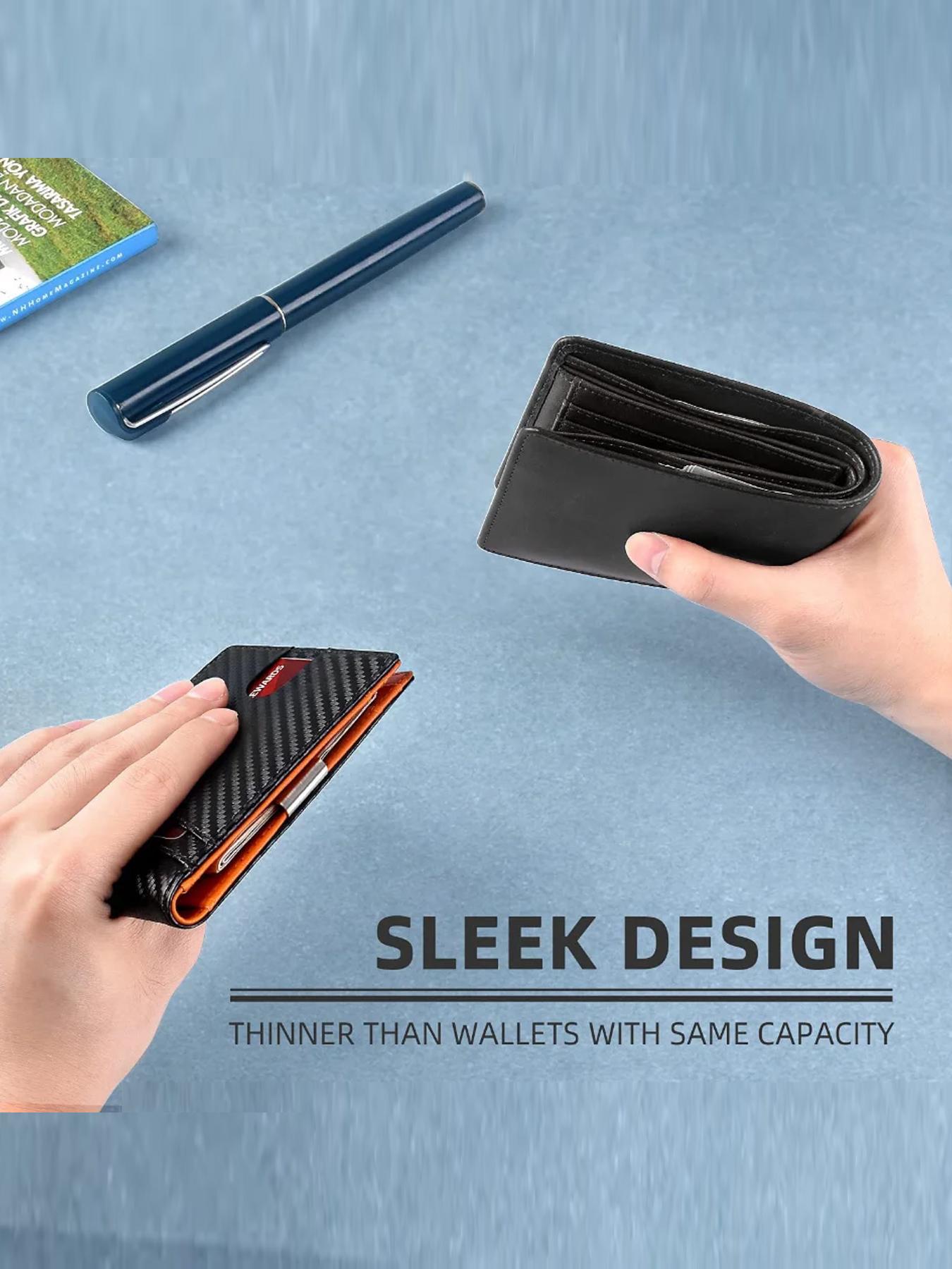 RFID-Blocking Credit ID Card Holder Luxury Anti Theft Wallet Men with 12 Card Slots Carbon Fiber Minimalist Wallets Cardholder Card Case, Father's Day Gift