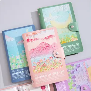 Oil Painting Soft Leather Money Saving Book, Cash Storage Album, Savings Folder, Currency Collection Book, Financial Management Journal