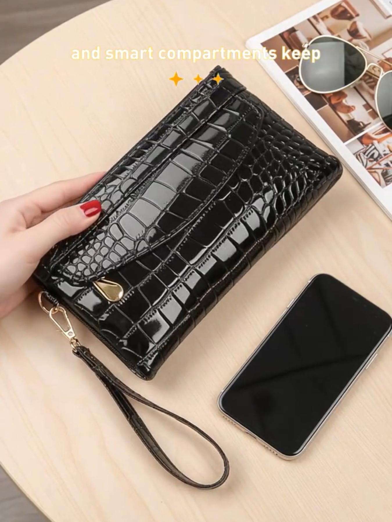 High-Quality PU Leather Women's Handbag, Multi-Pocket Design, Wrist Strap, Perfect for Work and Parties, Compact Wallet Bag, Fashionable Versatile Purse