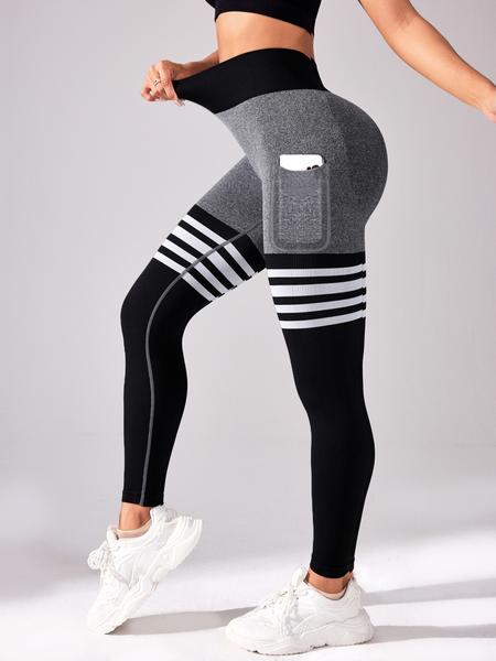 Women's High-Waisted Yoga Leggings with Side Pockets, Comfortable Gym Training Pants, Casual Tight-Fit Sportswear for All Seasons, Gym Workout Leggings