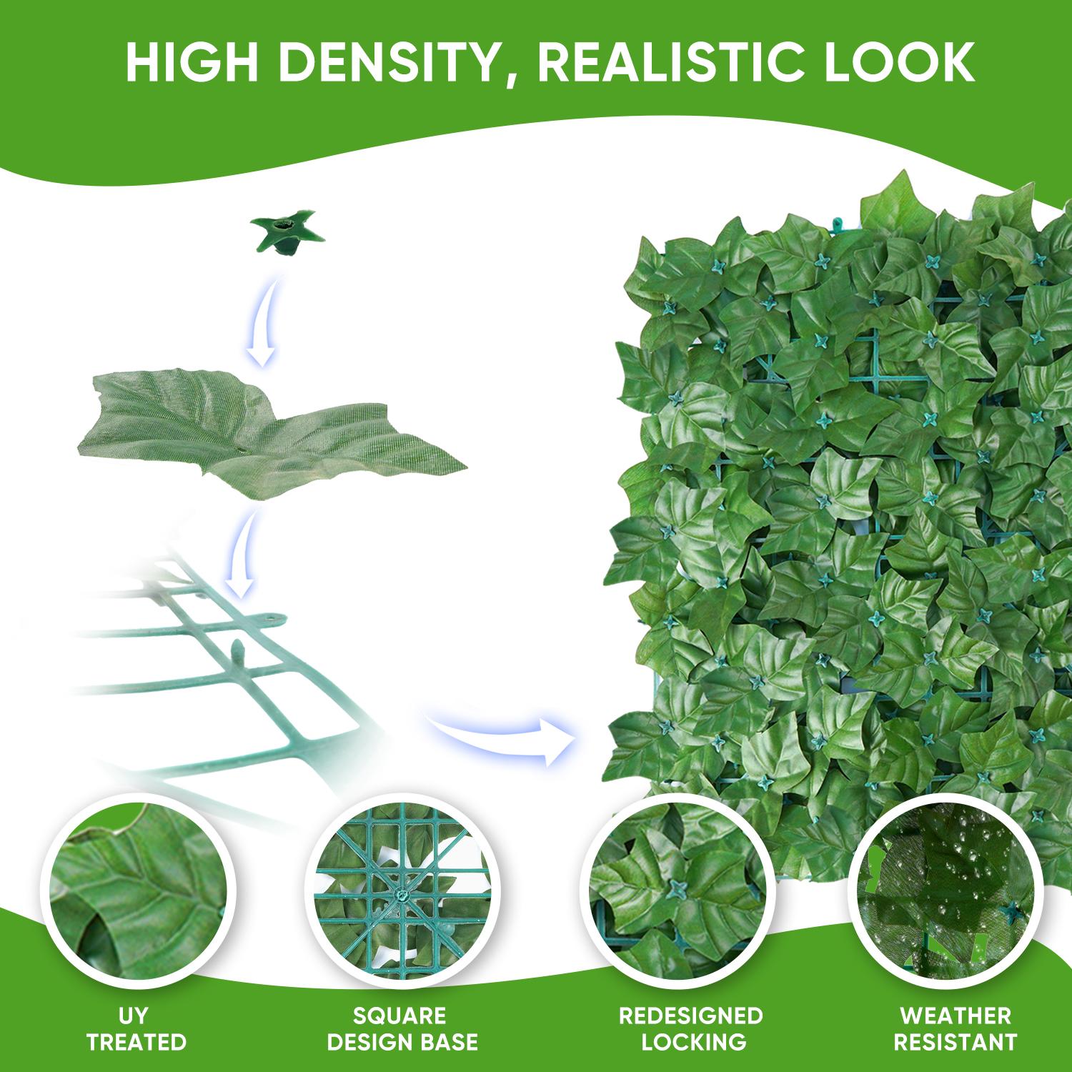 Kerilyn 12/24 Pieces 20"x 20" Artificial Boxwood Panel, Grass Wall Panel, Boxwood Hedge Wall Panels UV Protected Suitable for Artificial Green Wall Decor, Fence Garden Wedding Backyard Decor