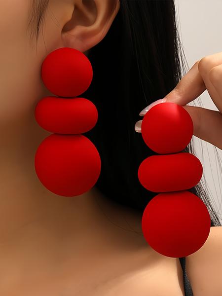 Exaggerated Metal Geometric Earrings, Elegant Stud Design, All Season Wear, No Choking Hazard, Batch #990416