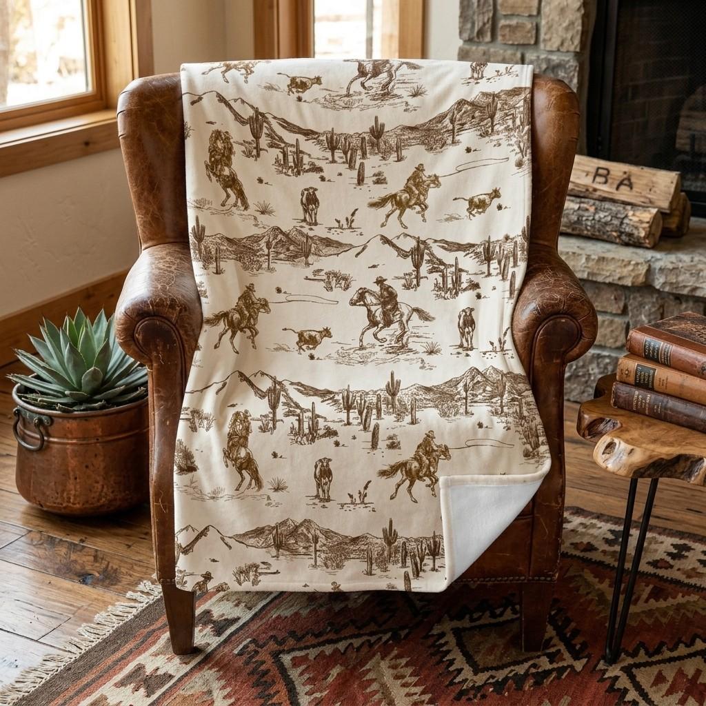 1pcs Western Horse-Riding Chaser Themed Flannel Blanket, Digital Print, Sofa Bed Cover Blanket, Skin-Friendly Soft, Christmas New Year Gift, Suitable For All Year Round