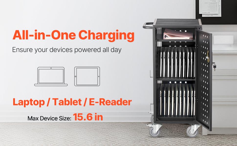 fathersdaygift  VEVOR Laptop Cart, 20 Device Mobile Charging Cart, Up to 15.6 in Screen Size, Office and Classroom Mobile Charging Cart, for Chromebook, Tablet and Laptop