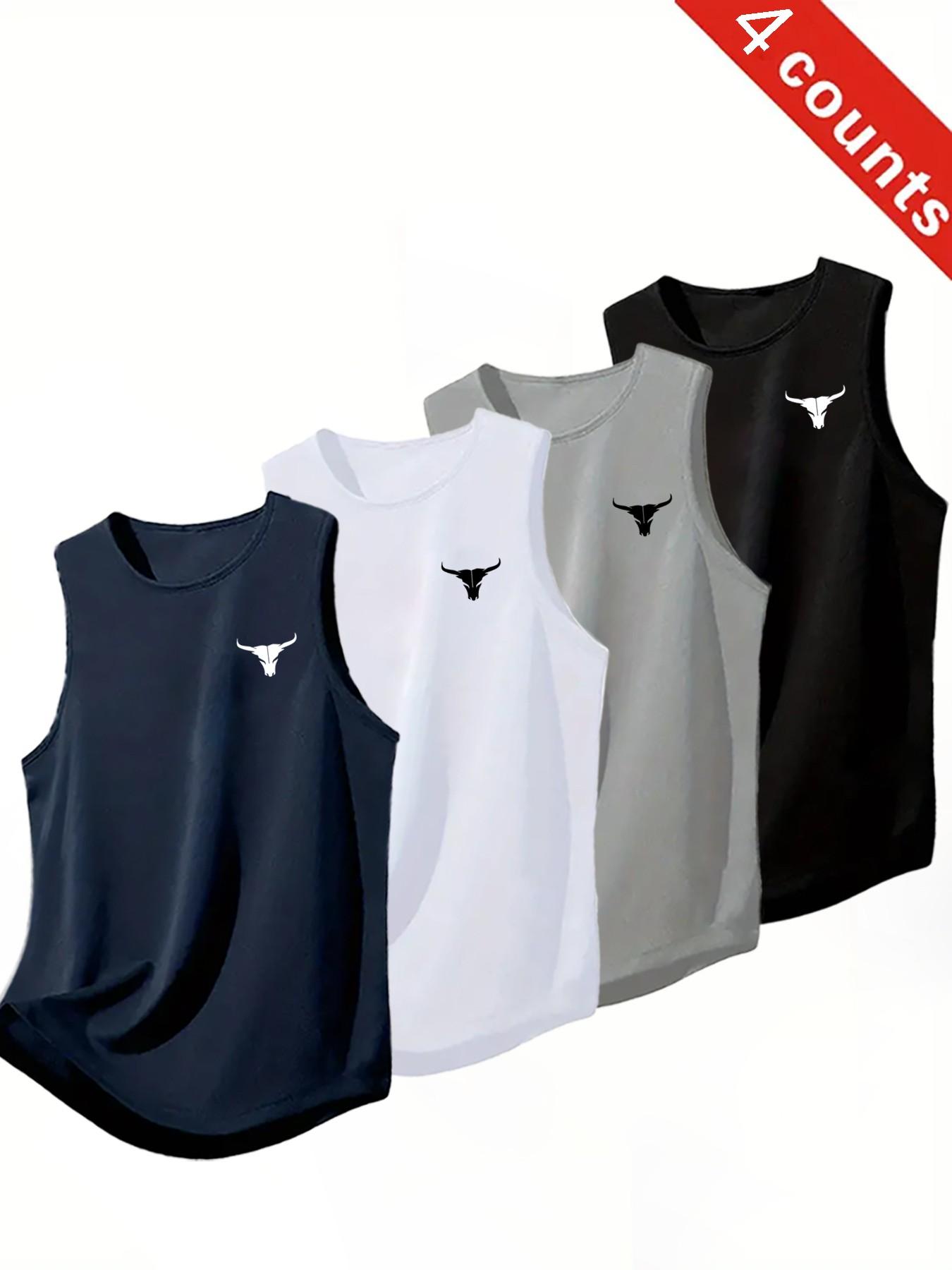 4-Pack Summer Fashion Men's Gym Sports Sleeveless Tank Tops, Breathable Sweat-Wicking Loose Fit Quick-Dry Basketball Shirts, Athletic Apparel, Workout Vests 4-Pack Summer Fashion Men's Gym Sports Sleeveless Tank Tops, Breathable Sweat-Wicking Loose Fit Quick-Dry Basketball Shirts, Athletic Apparel, Workout Vests