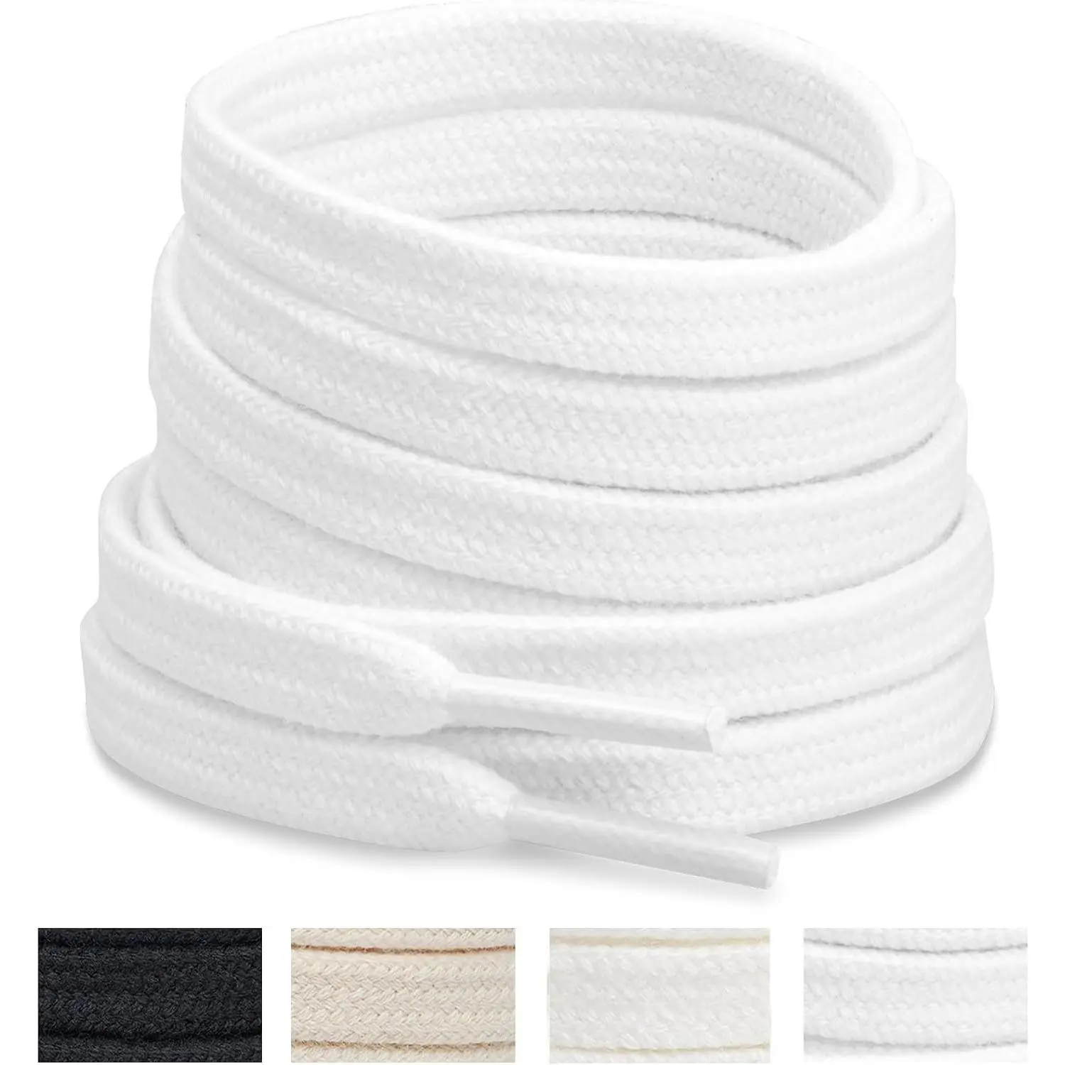 2 Pairs Flat Athletic Shoelaces 5/16" Wide, Double Layer Cotton Replacement Shoe Laces for Sneakers, 22 Colors, 31"-72" LengthGift