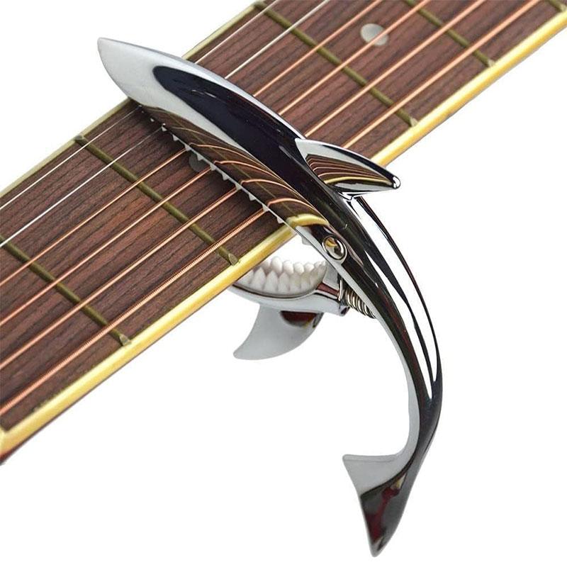 Sharks Shape Guitar Capo, Acoustic Capo, Electric Guitars Capo, Premium Zinc Alloy Guitar Accessories, Guitar Chord Presser for Ukulele Mandolin Banjo Bass
