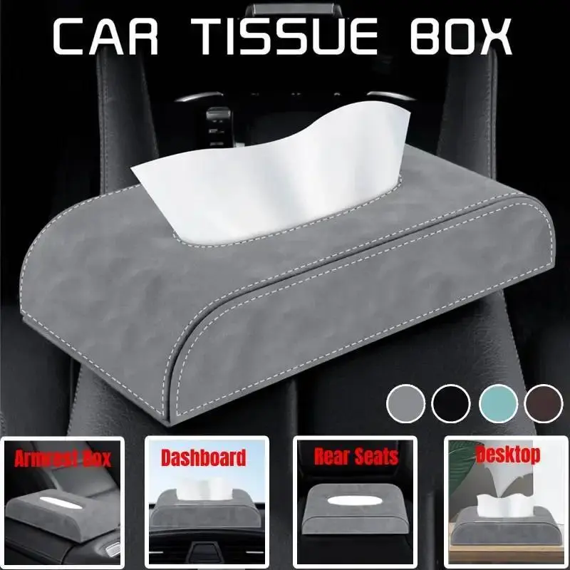 Car Tissue Holder Universal Fit Tissue Dispenser For Center Console Box Cover Back Seat Visor Soft Non-slip Car Accessories