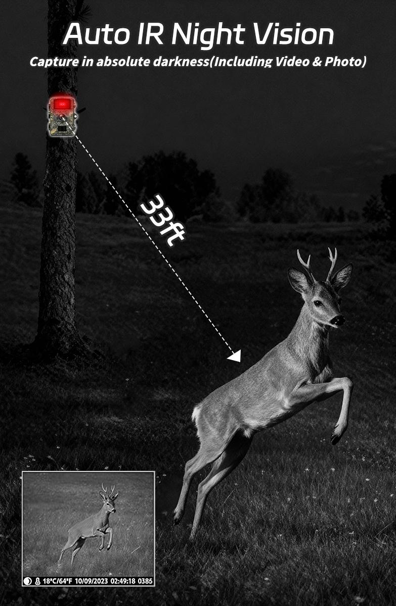 1080P Hunting Camera, Waterproof Night Vision Mini Spy Camera, Outdoor Wildlife Monitoring, Includes 32GB SD Card, Optional