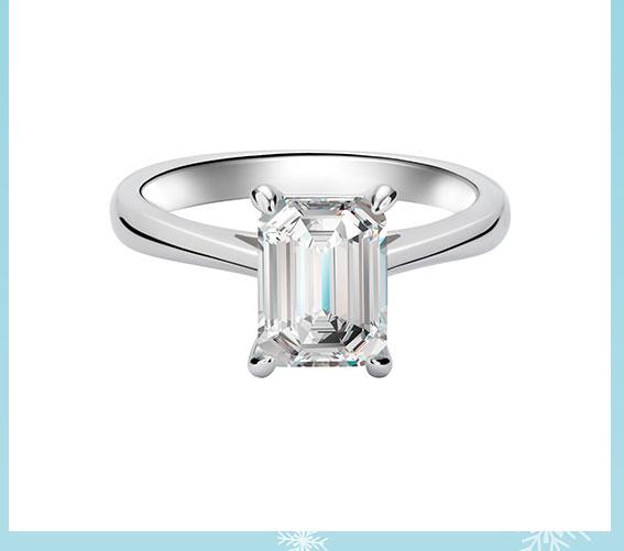 【#52】2Carat Emerald Cut Synthetic Moissanite Rings in 925 Sterling Silver